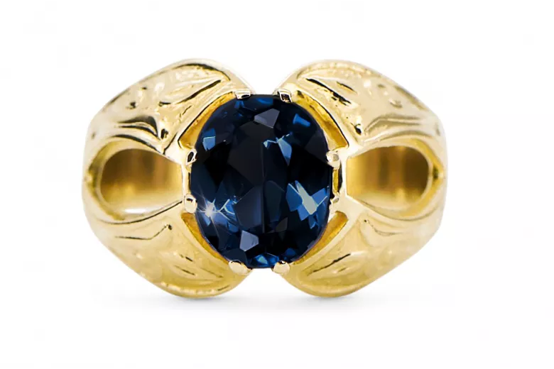 Oro amarillo de 14 quilates Zafiro Anillo Joyería vintage vrc135y